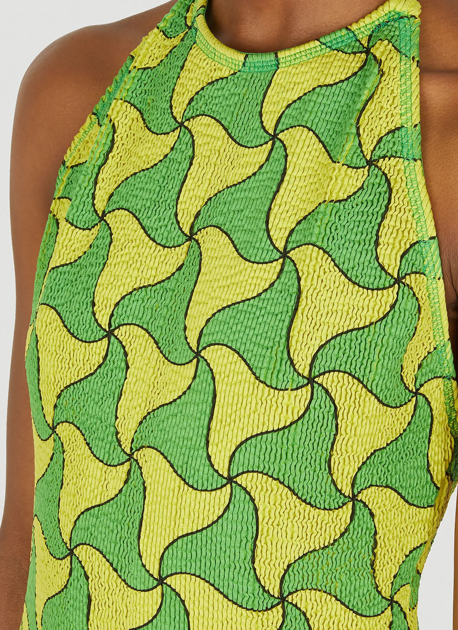Ghost Print Crinkled Swimsuit