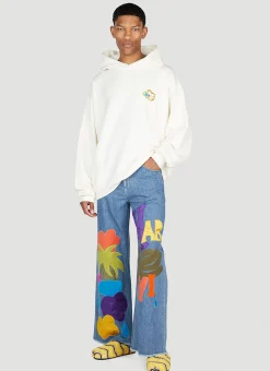 Graphic Applique Wide Leg Jeans