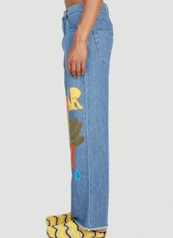 Graphic Applique Wide Leg Jeans