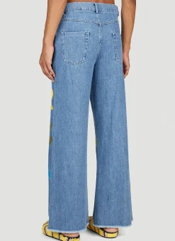 Graphic Applique Wide Leg Jeans