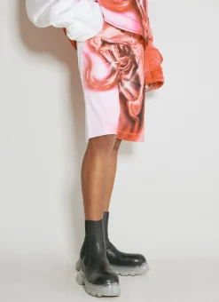 Graphic Denim Bermuda Shorts