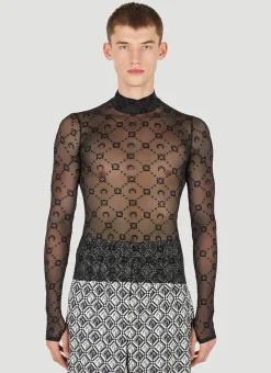 Graphic Moon Motif Long Sleeve Top