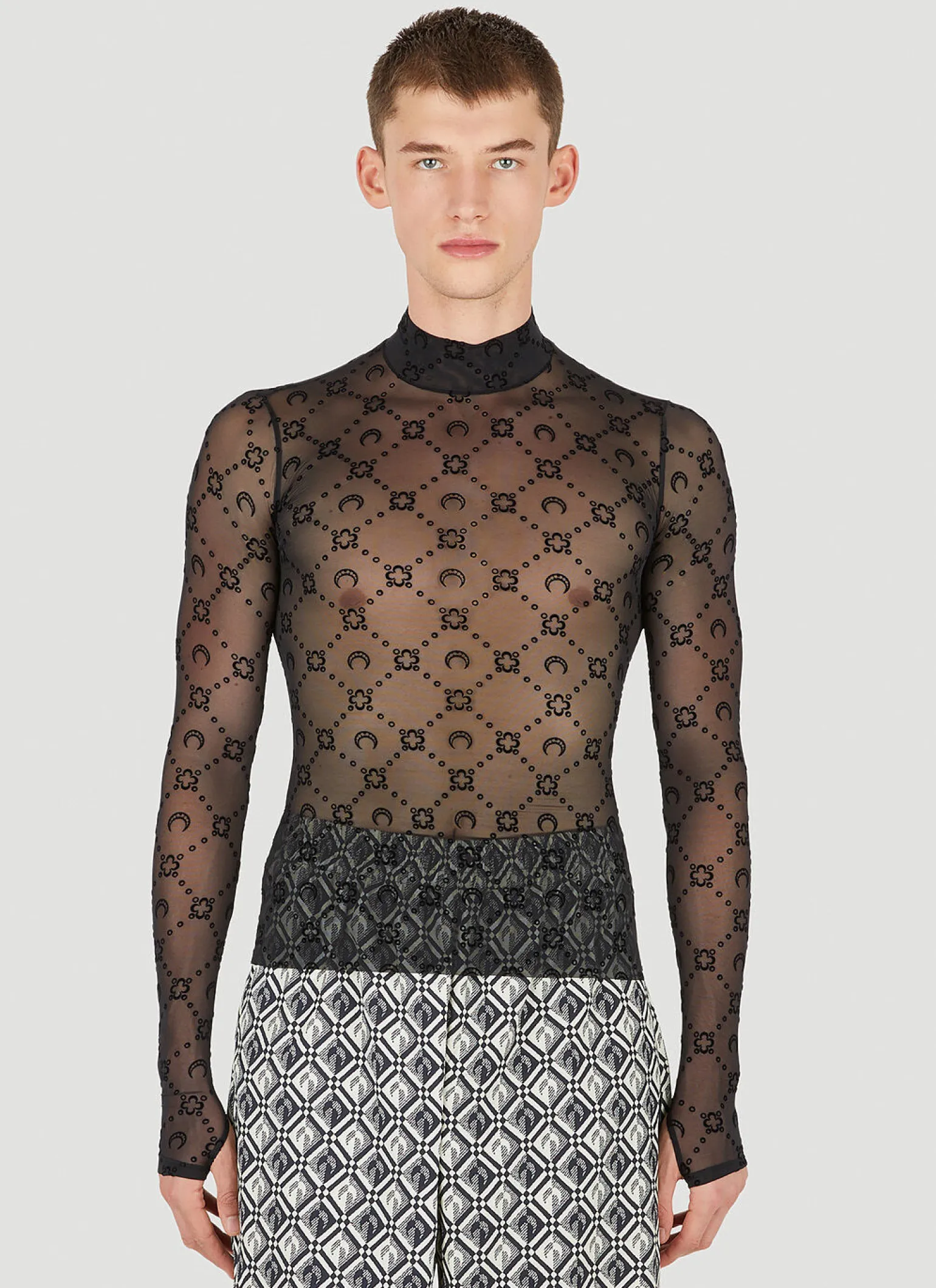 Graphic Moon Motif Long Sleeve Top