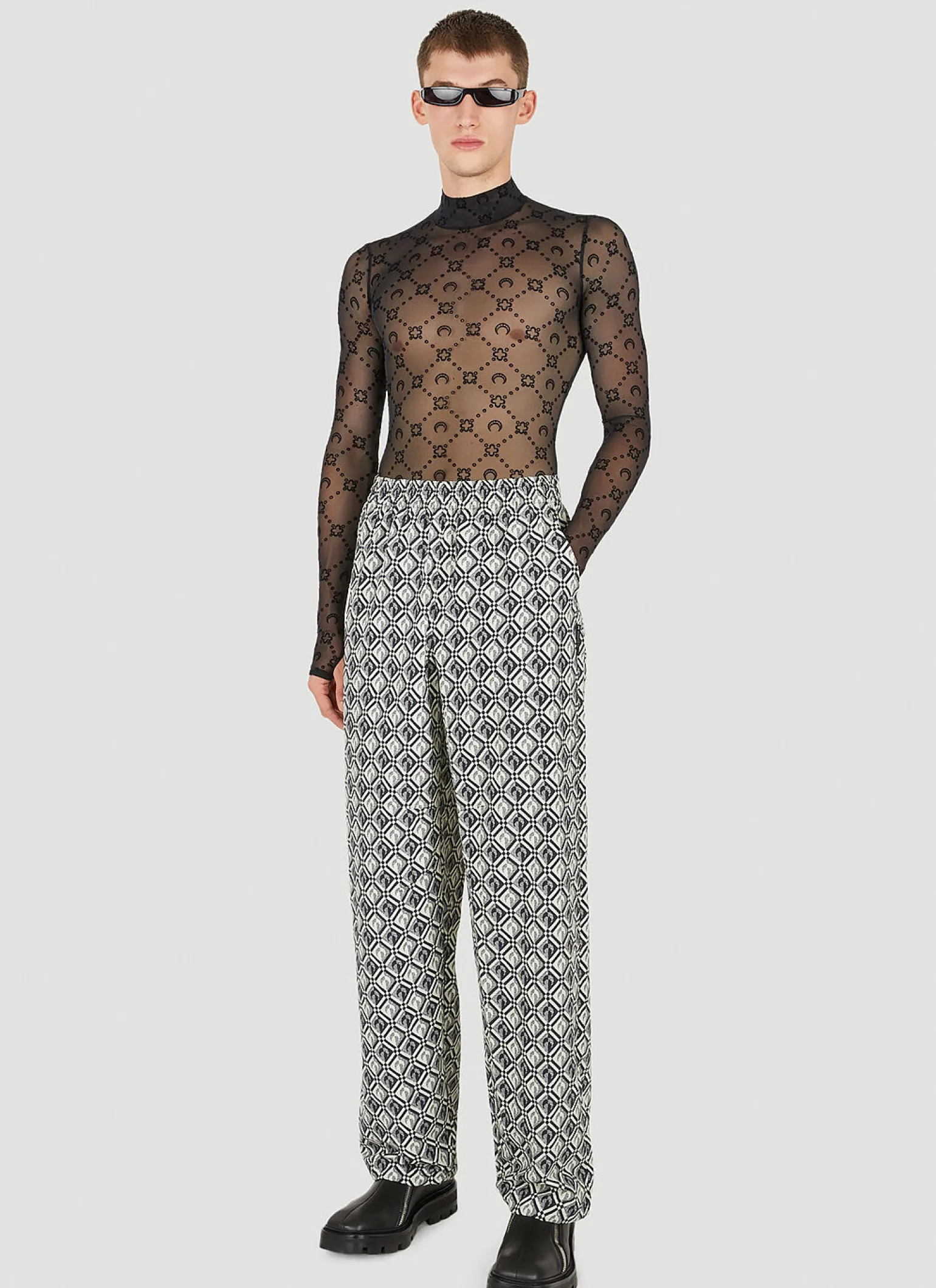 Graphic Moon Motif Long Sleeve Top