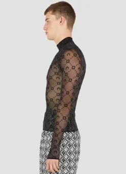 Graphic Moon Motif Long Sleeve Top