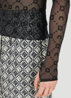 Graphic Moon Motif Long Sleeve Top