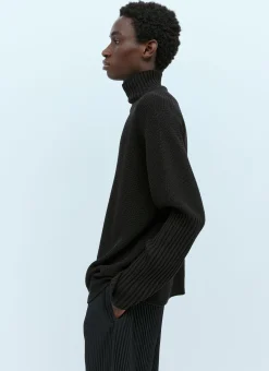 High Neck Rustic Knit Sweater