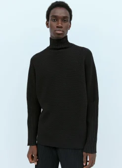 High Neck Rustic Knit Sweater