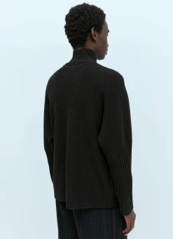 High Neck Rustic Knit Sweater