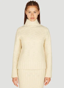 High Neck Textured Knit Sweater