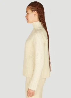 High Neck Textured Knit Sweater