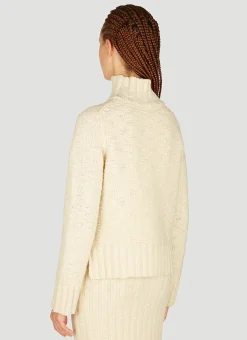High Neck Textured Knit Sweater
