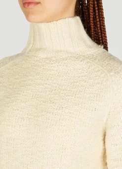High Neck Textured Knit Sweater