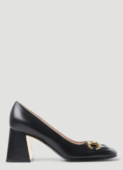 Horsebit Mid-Heel Pumps