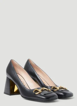 Horsebit Mid-Heel Pumps
