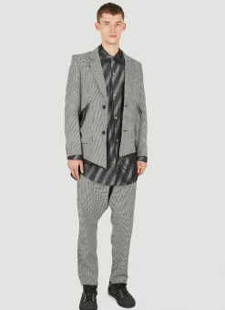 Houndstooth Raw Hem Blazer