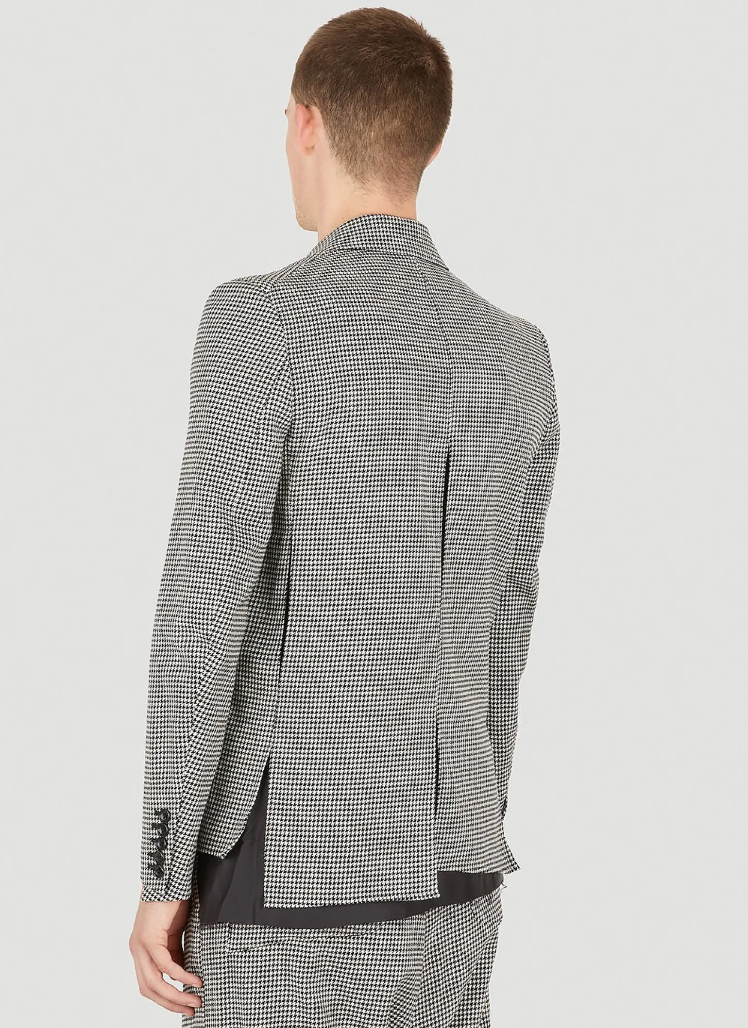 Houndstooth Raw Hem Blazer