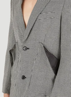 Houndstooth Raw Hem Blazer