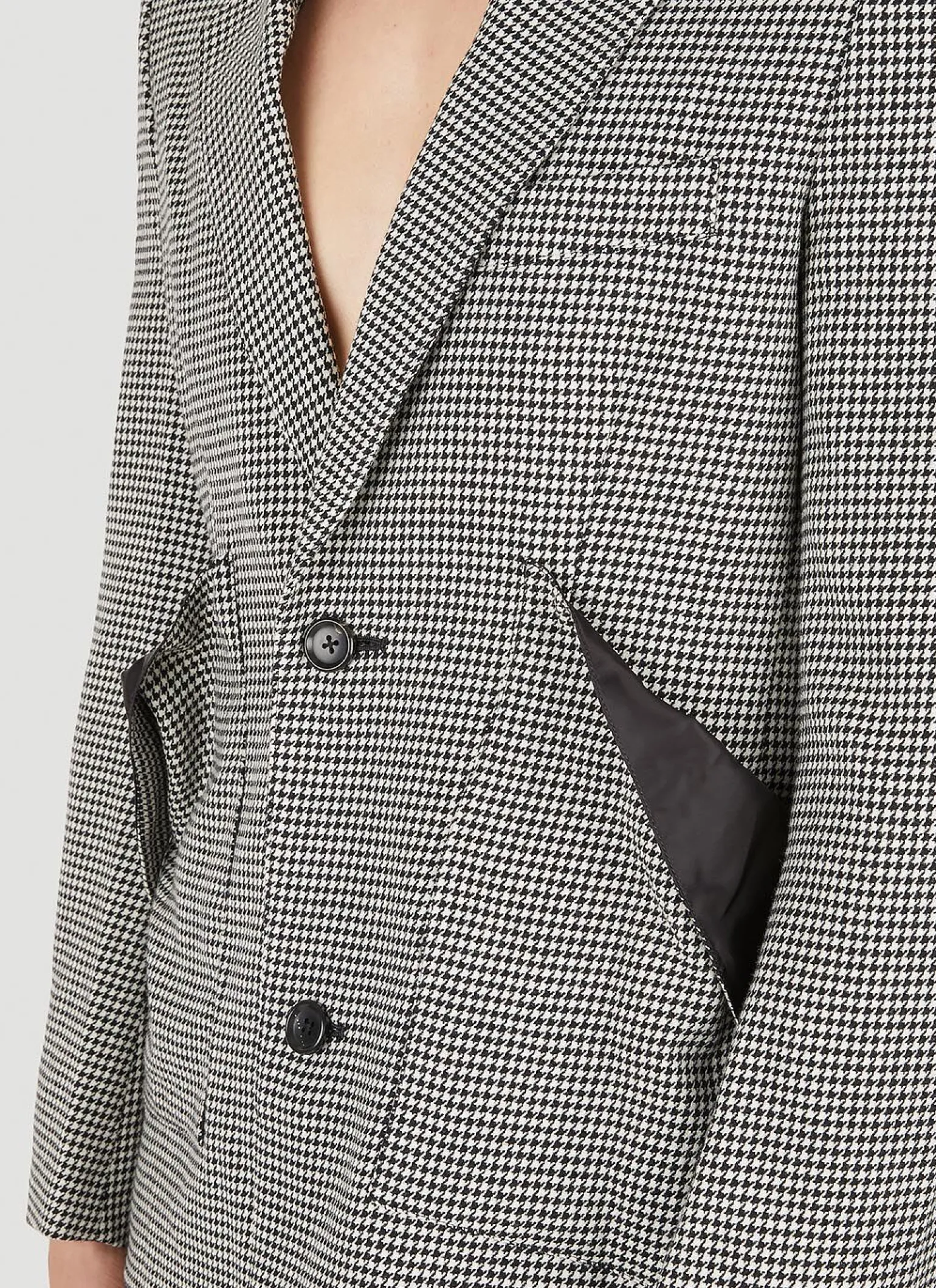 Houndstooth Raw Hem Blazer