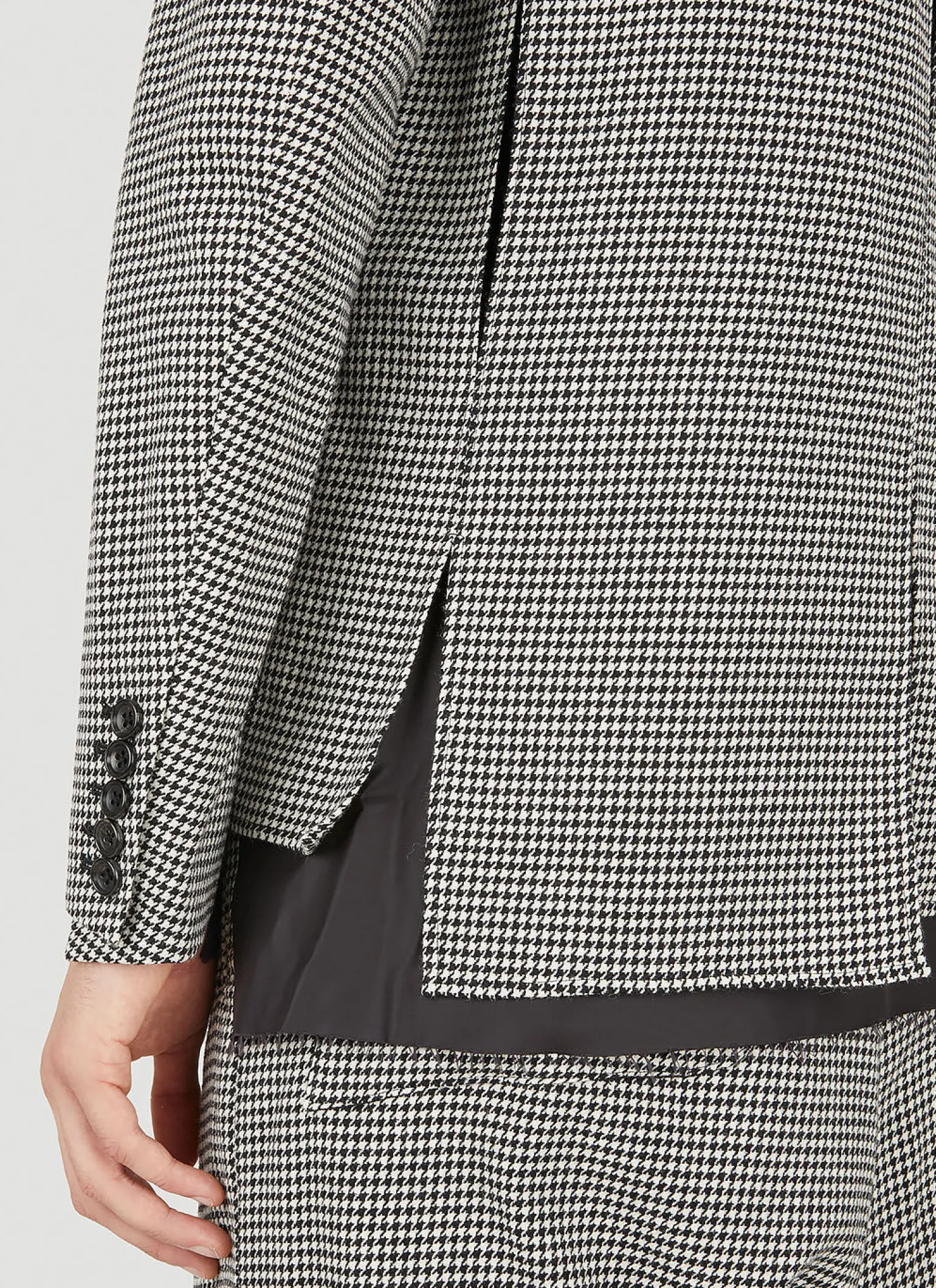 Houndstooth Raw Hem Blazer