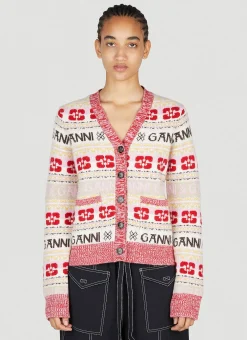 Intarsia Logo Knit Cardigan