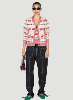 Intarsia Logo Knit Cardigan
