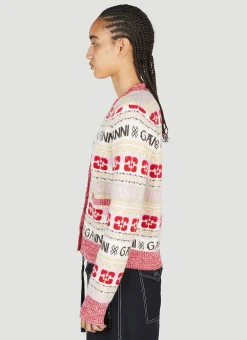 Intarsia Logo Knit Cardigan