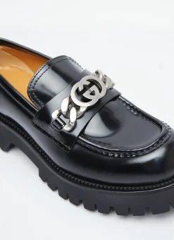 Interlocking G Chain Leather Loafers