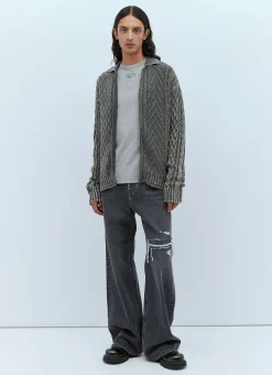K-Epano Washed Cable Knit Cardigan