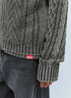 K-Epano Washed Cable Knit Cardigan