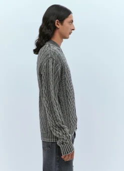 K-Epano Washed Cable Knit Cardigan