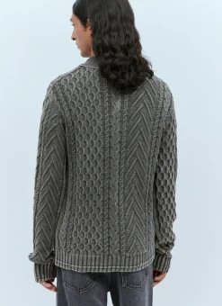 K-Epano Washed Cable Knit Cardigan