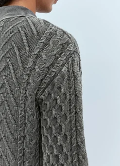 K-Epano Washed Cable Knit Cardigan