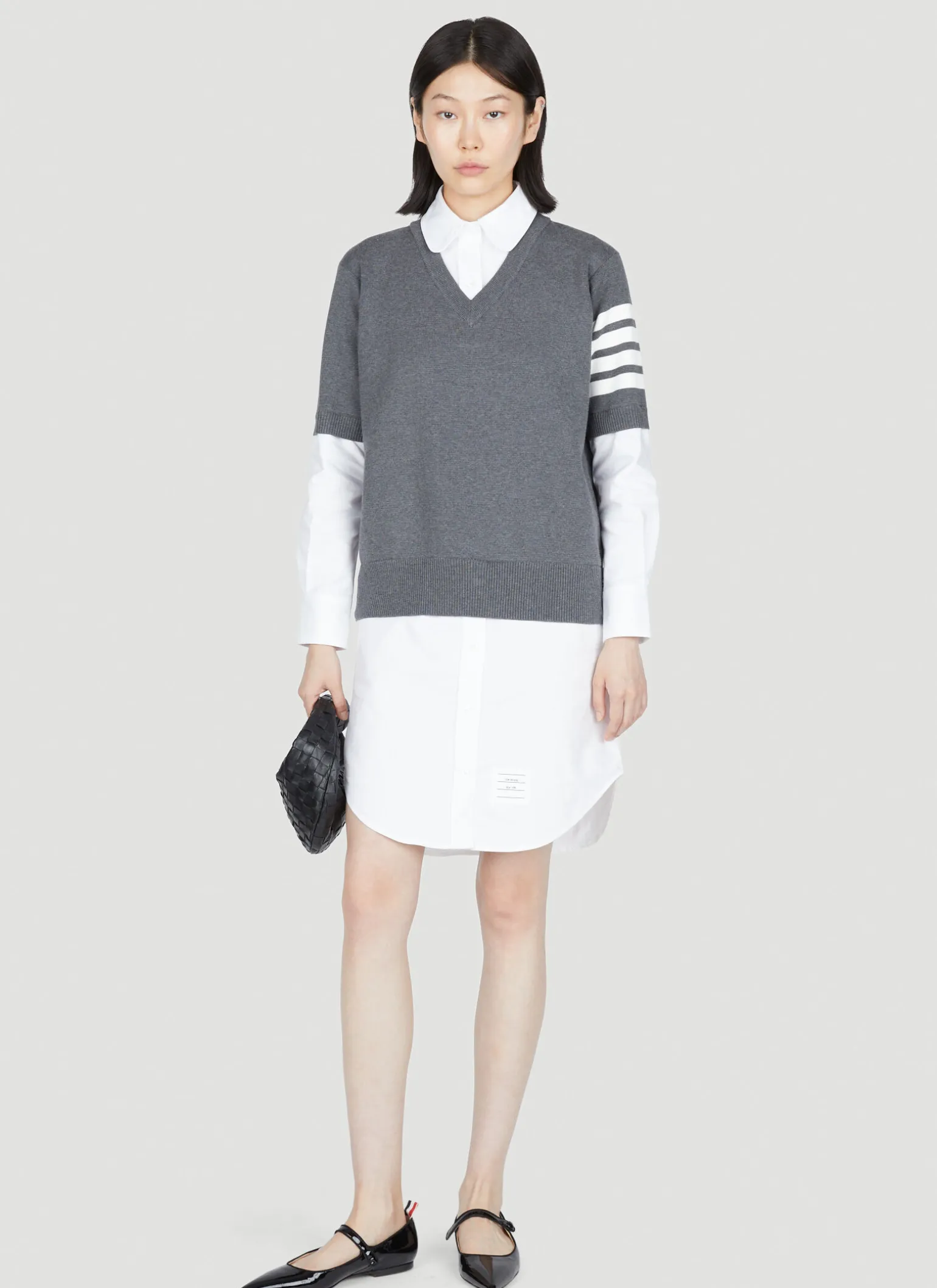 Knit Jumper-Dress With Built-In Shirt
