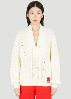 Lace-Up Knit Sweater