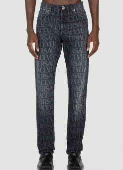 Laser Logo Print Jeans