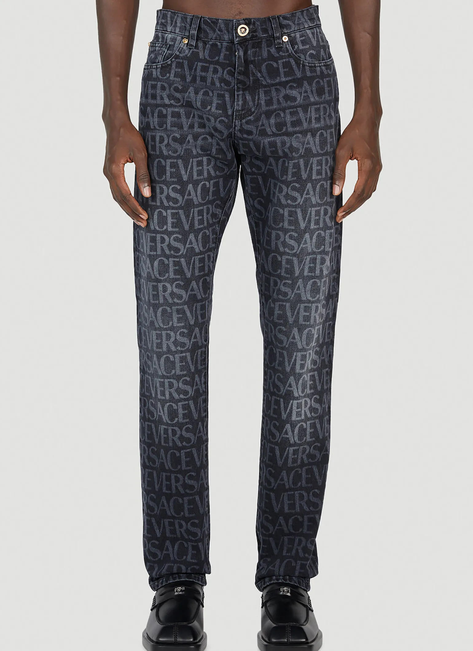 Laser Logo Print Jeans