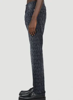 Laser Logo Print Jeans
