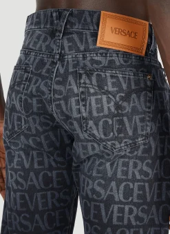 Laser Logo Print Jeans