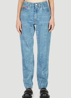 Laser Print Straight Cut Jeans
