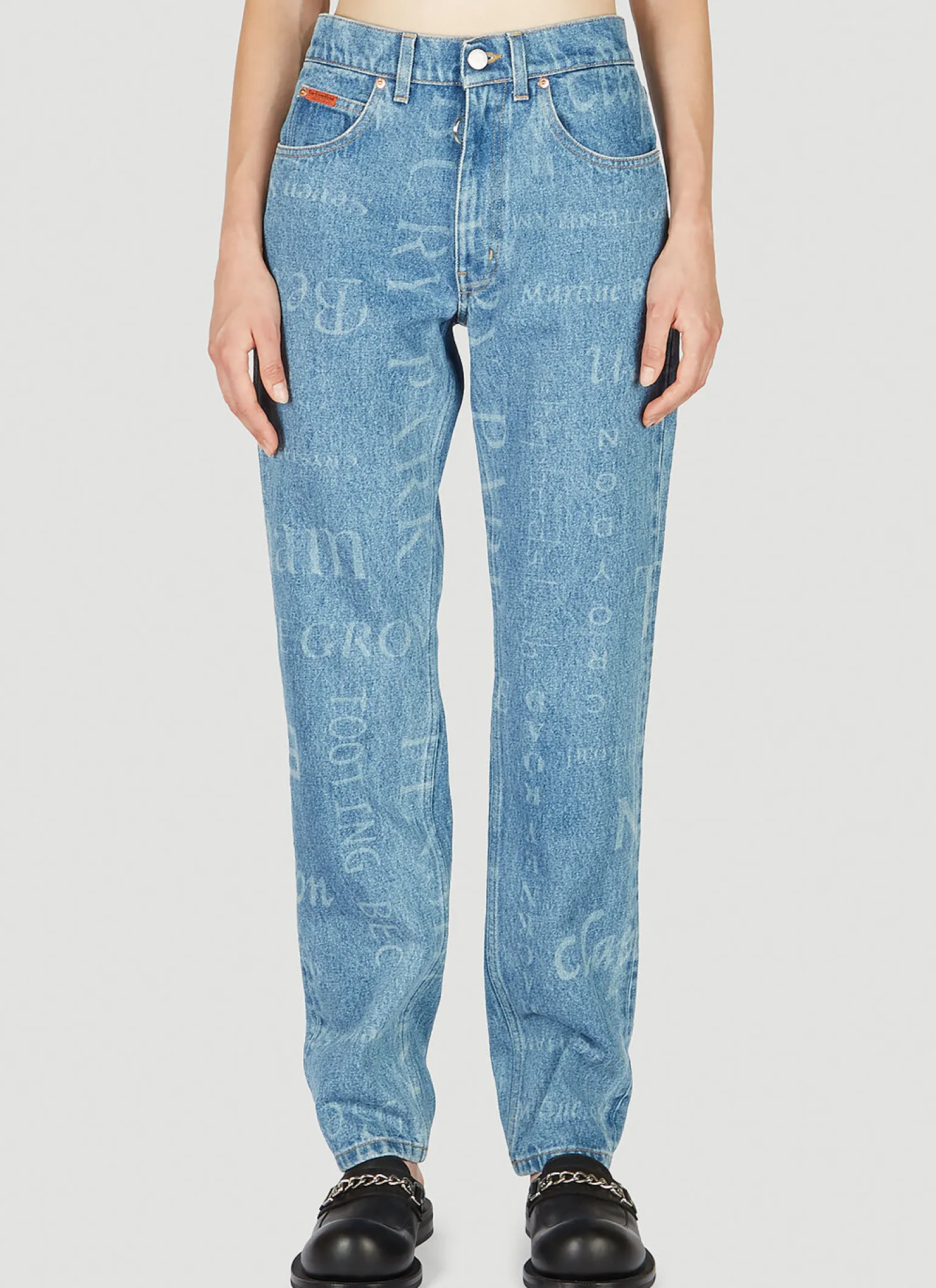 Laser Print Straight Cut Jeans