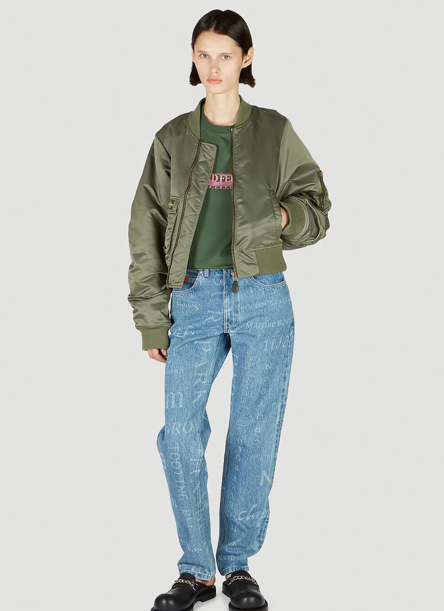 Laser Print Straight Cut Jeans