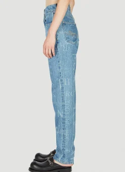 Laser Print Straight Cut Jeans