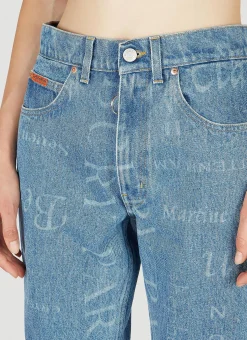 Laser Print Straight Cut Jeans