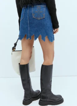 Lasercut Denim Midi Skirt