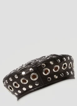 Leather Embellished Beret