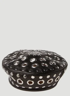 Leather Embellished Beret