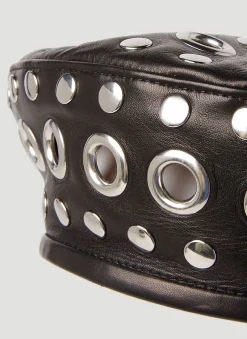Leather Embellished Beret
