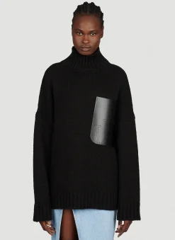 Leather Patch Pocket Sweater