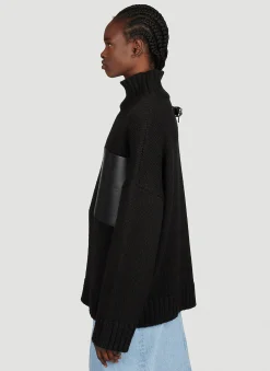 Leather Patch Pocket Sweater